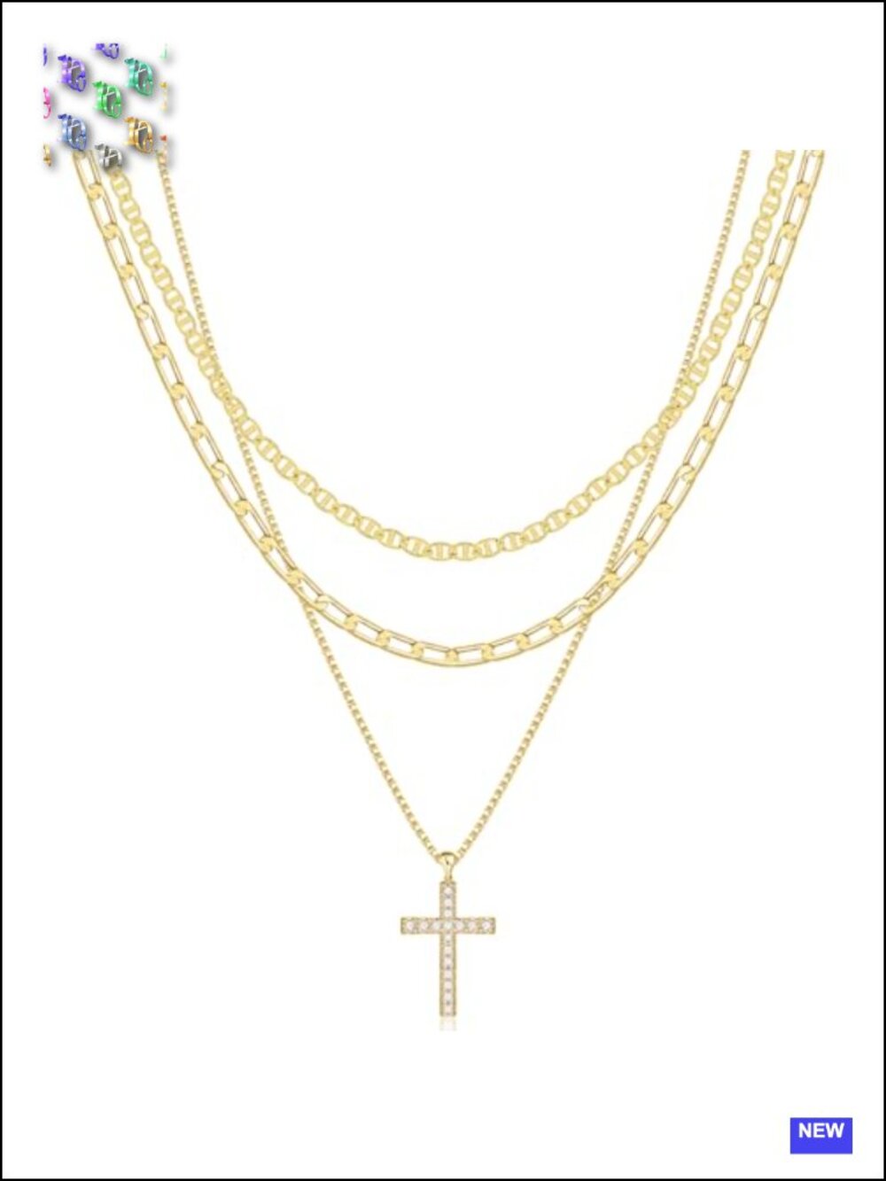 Stacking Layering Necklace Set 14K Gold Plated CZ Pendant Necklace